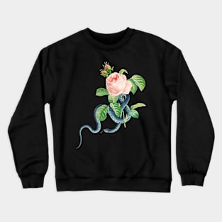 Vintage Blue Tree Snake and PinkRoses Crewneck Sweatshirt